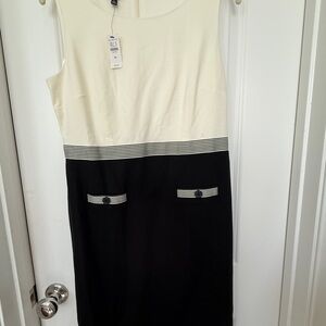 Talbots Black and Cream Midi Dress